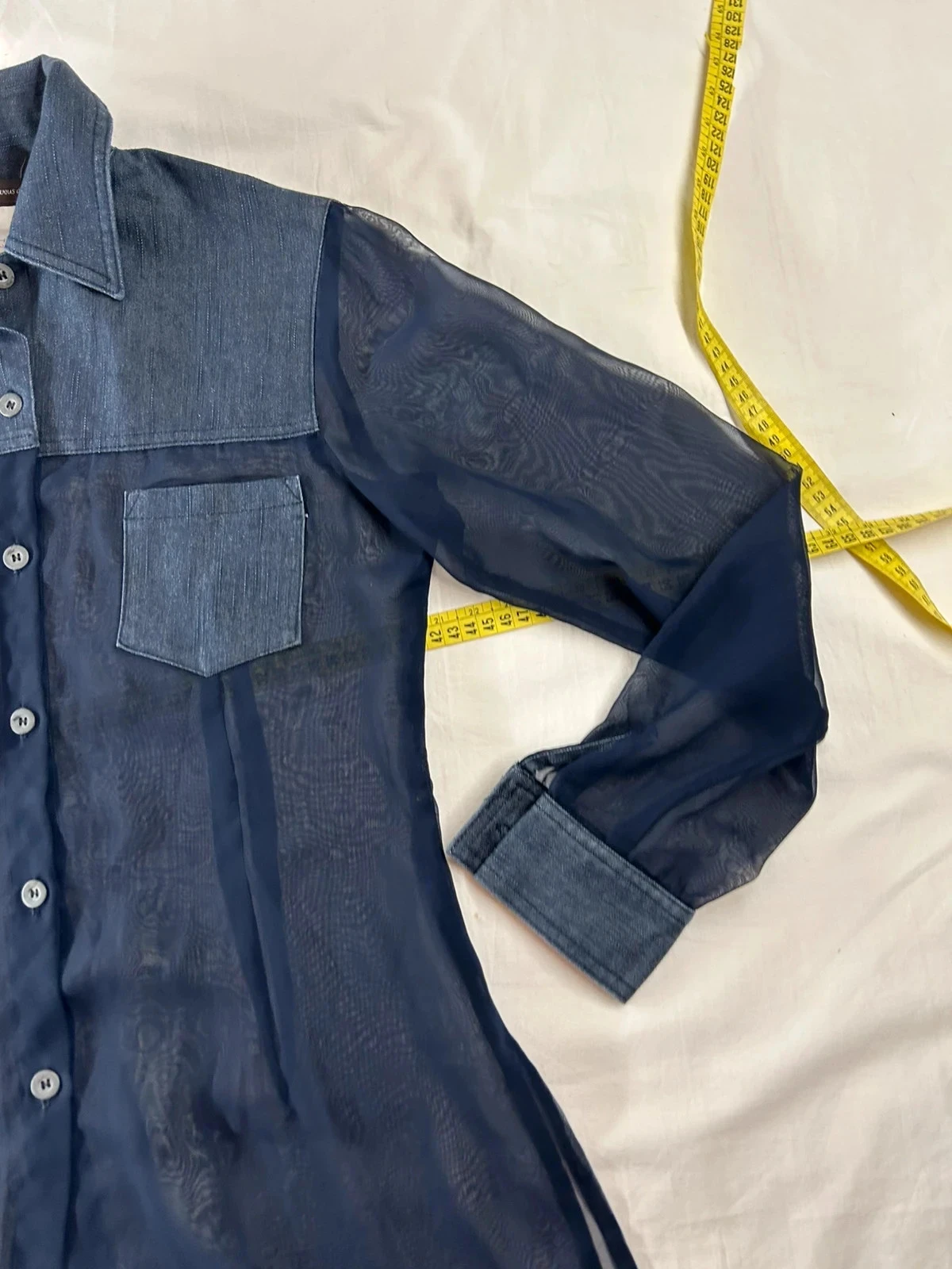 Camisa mujer, te amo azul marino efecto transparente vintage – photo 4